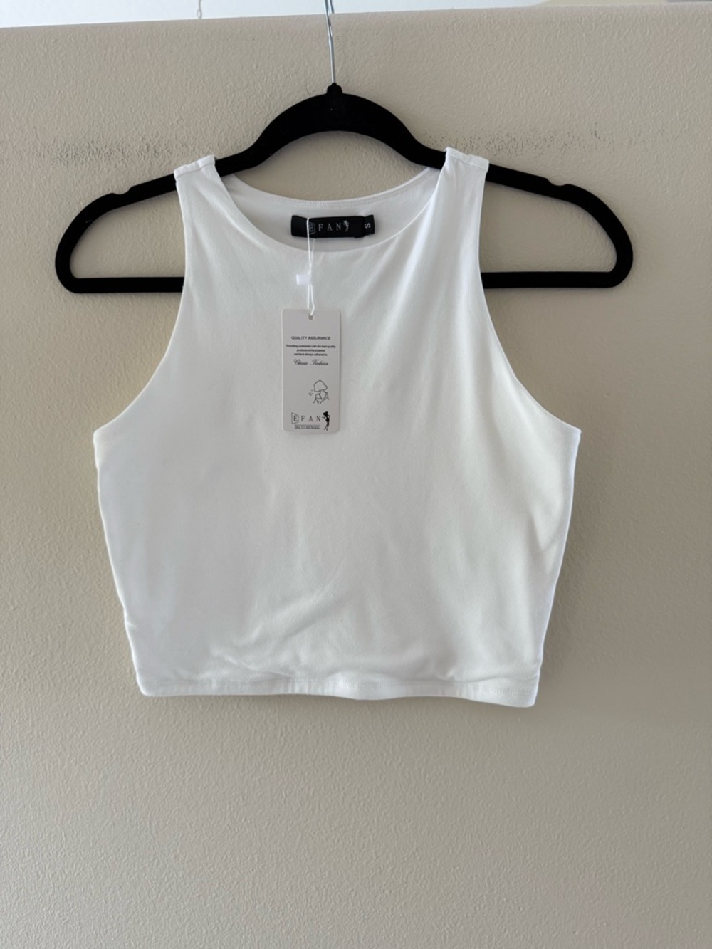 EFAN White High-Neck Cropped Tank Top Sexy Workout NEW